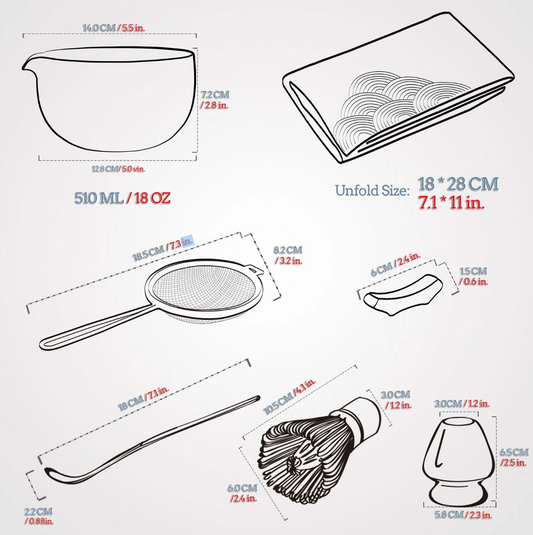 Matcha 7-piece set content