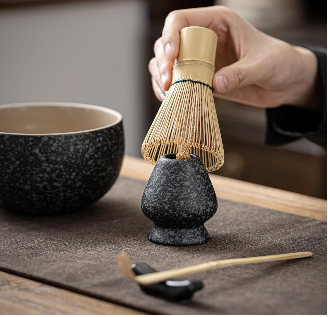 Black marble 7 piece matcha set