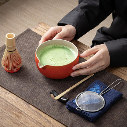 Deep red 7 piece ceremonial matcha set