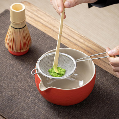 Deep red 7 piece ceremonial matcha set