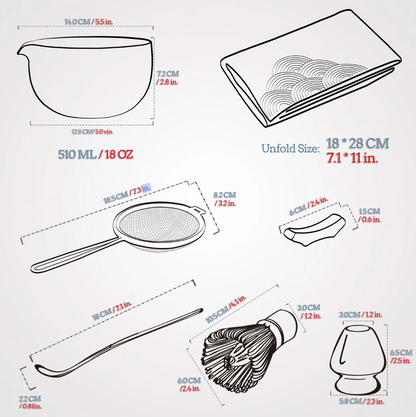 Content of the 7-piece matcha set